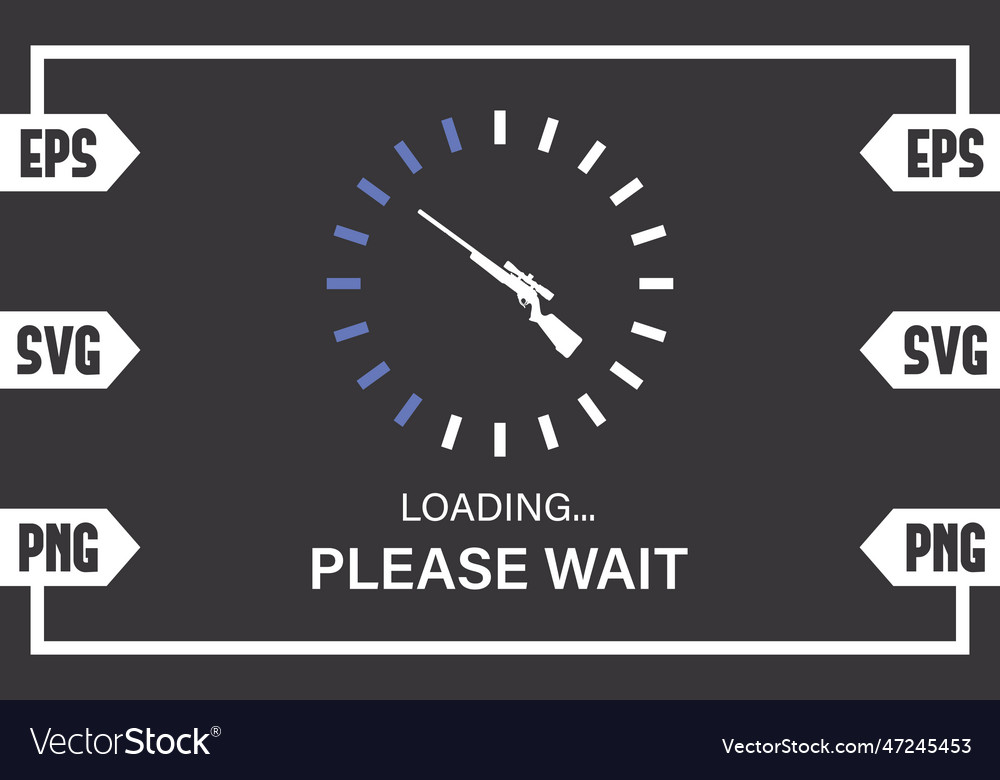 Hunting rifle loading please wait Royalty Free Vector Image