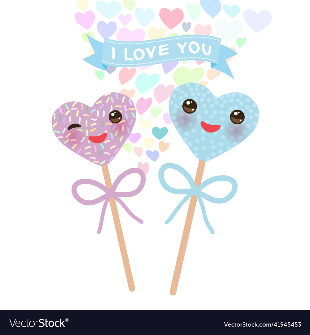 I love you card design with hearts kawaii