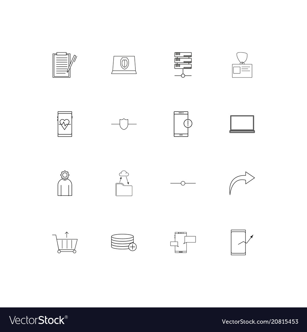 Internet technologies linear thin icons set