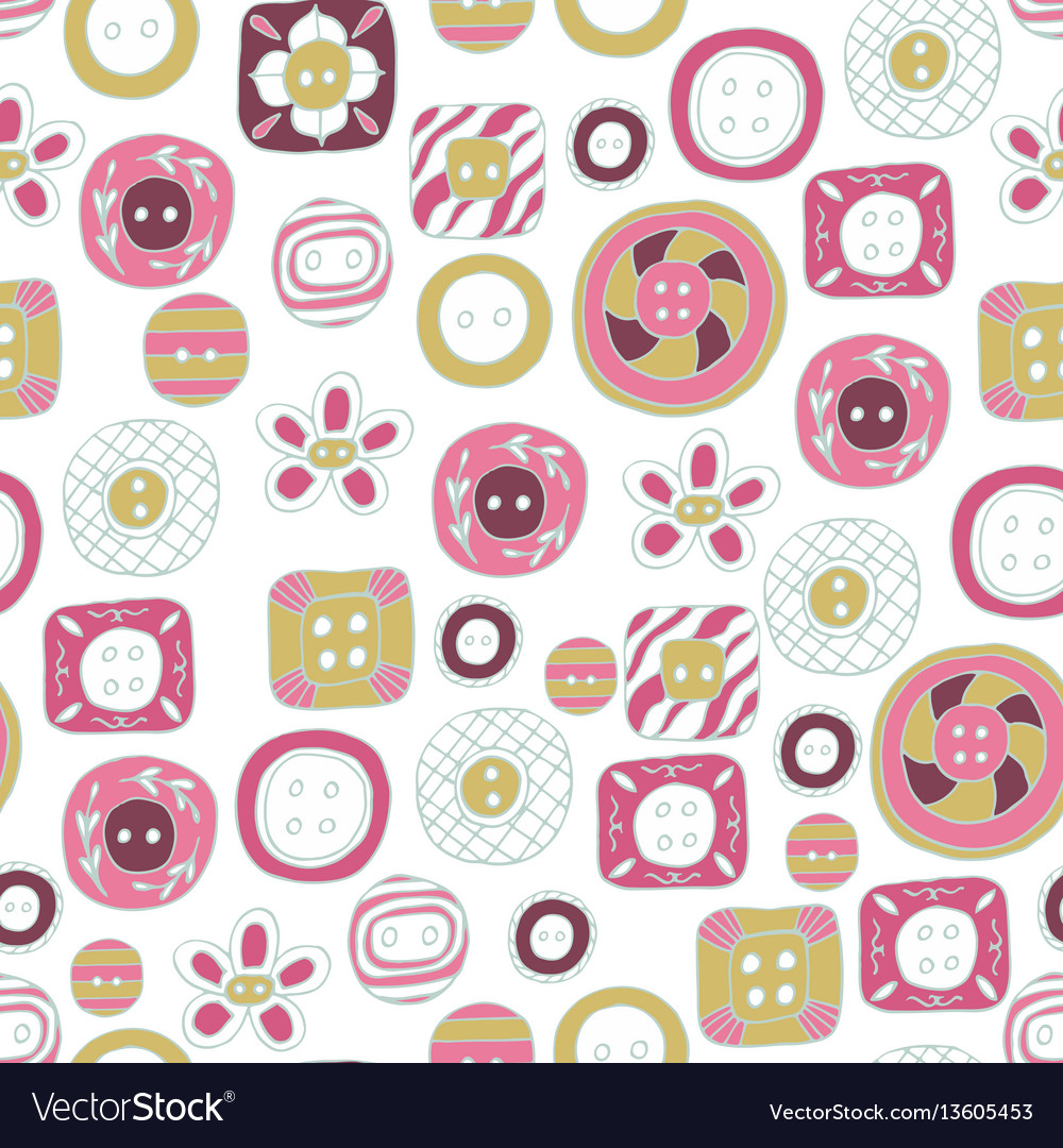 Lovely buttons seamless pattern vector image Lovely buttons seamless pattern