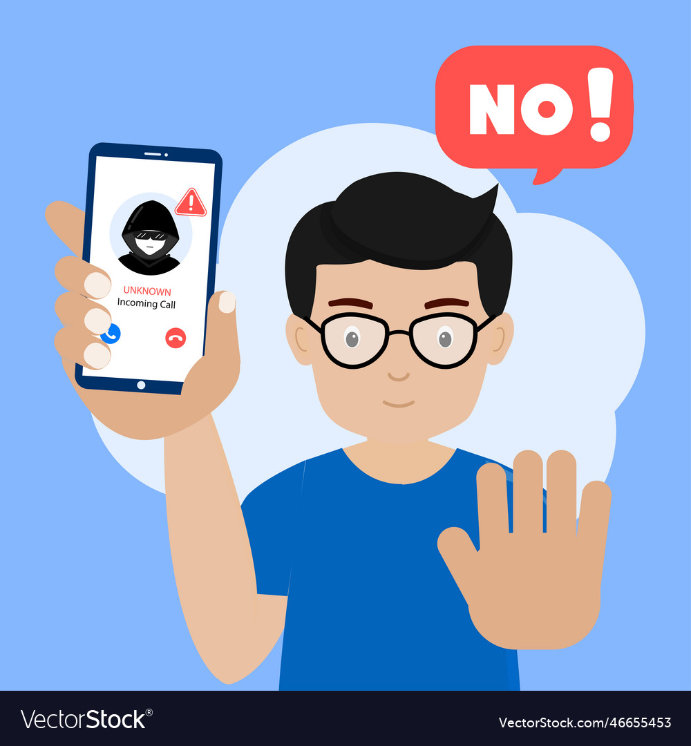 Man warning phone call from unknown number vector image Man warning phone call from unknown number