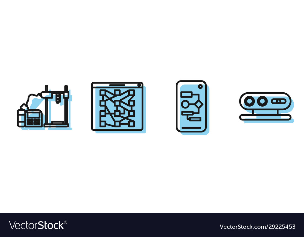 Set line algorithm 3d printer global technology vector image Set line algorithm 3d printer global technology