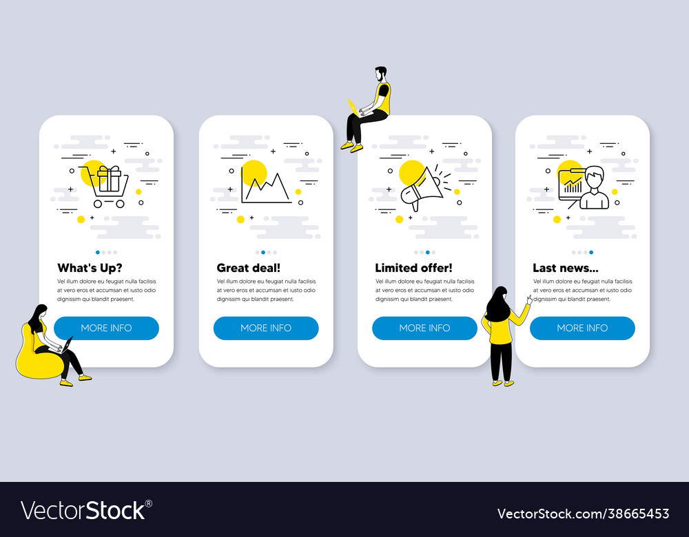 Set line icons related to megaphone