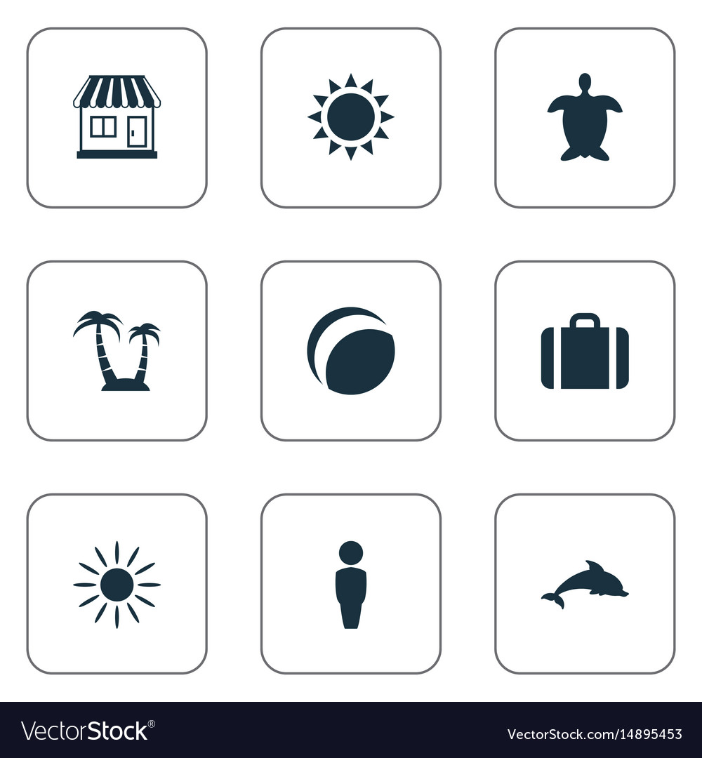 Set of simple seaside icons