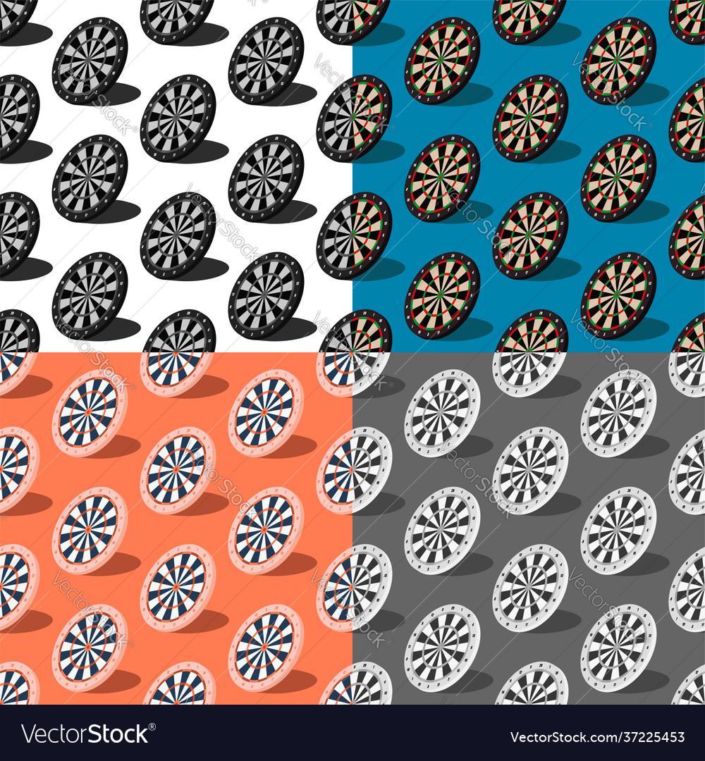 Set seamless patterns with color darts boards vector image Set seamless patterns with color darts boards