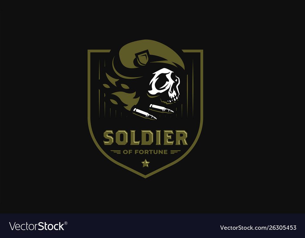 Skull in a military beret Royalty Free Vector Image