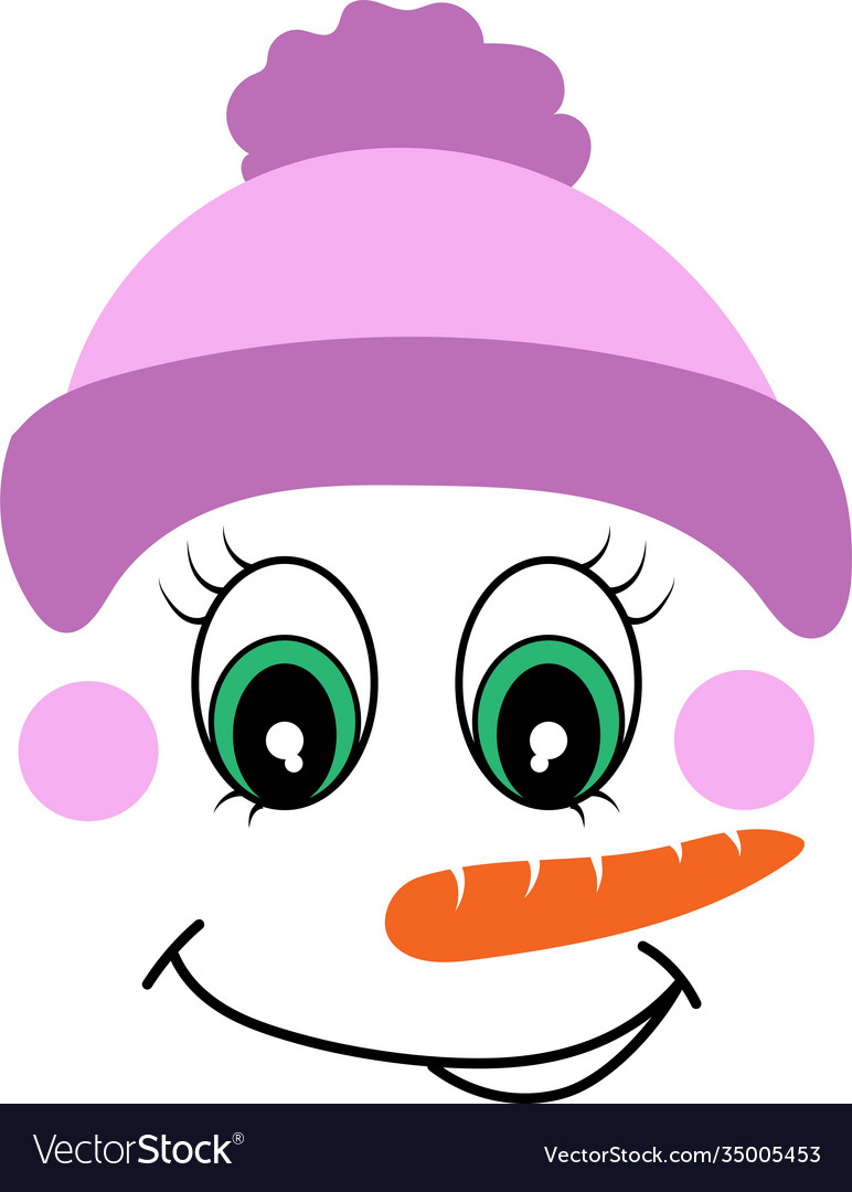 Snowman girl face icon cute snowman girl big eyes Vector Image