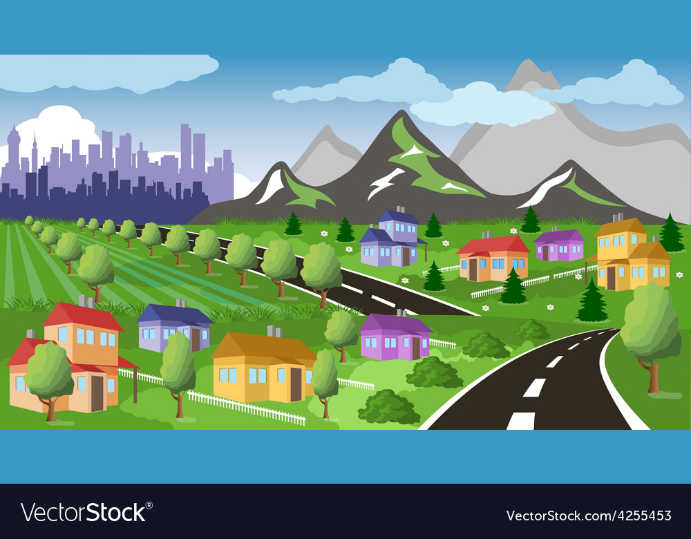 Suburban houses Royalty Free Vector Image - VectorStock