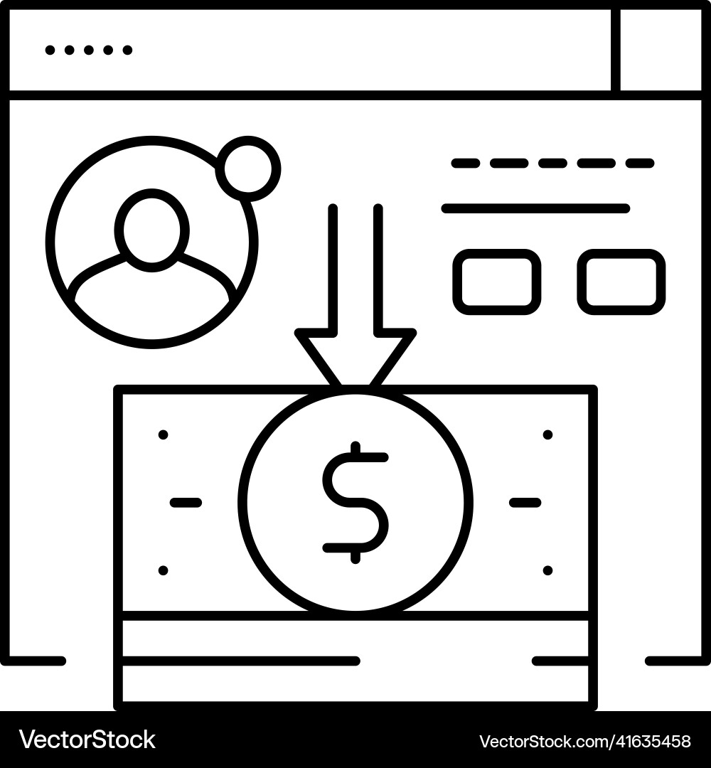 Cash withdrawal line icon Royalty Free Vector Image