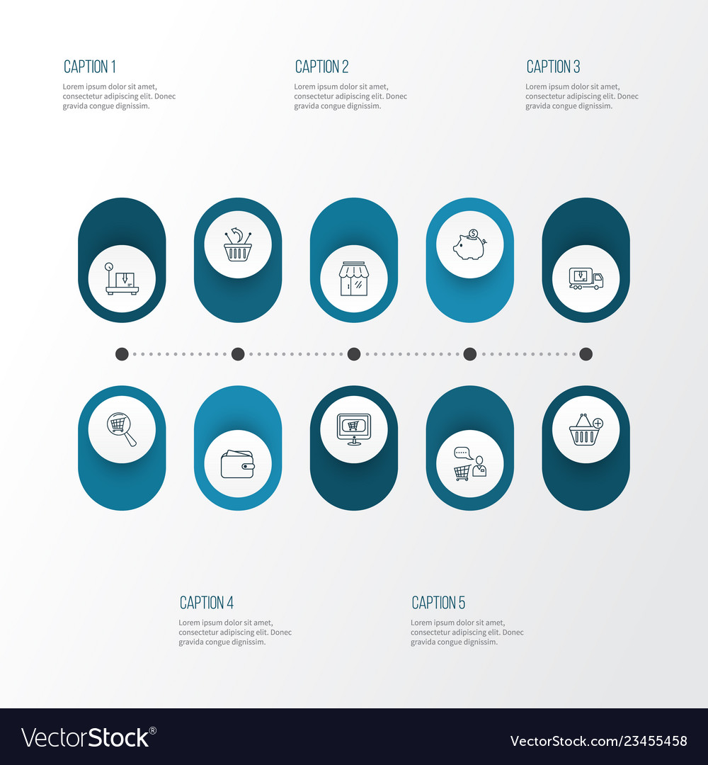E-commerce icons line style set with storefront vector image E-commerce icons line style set with storefront