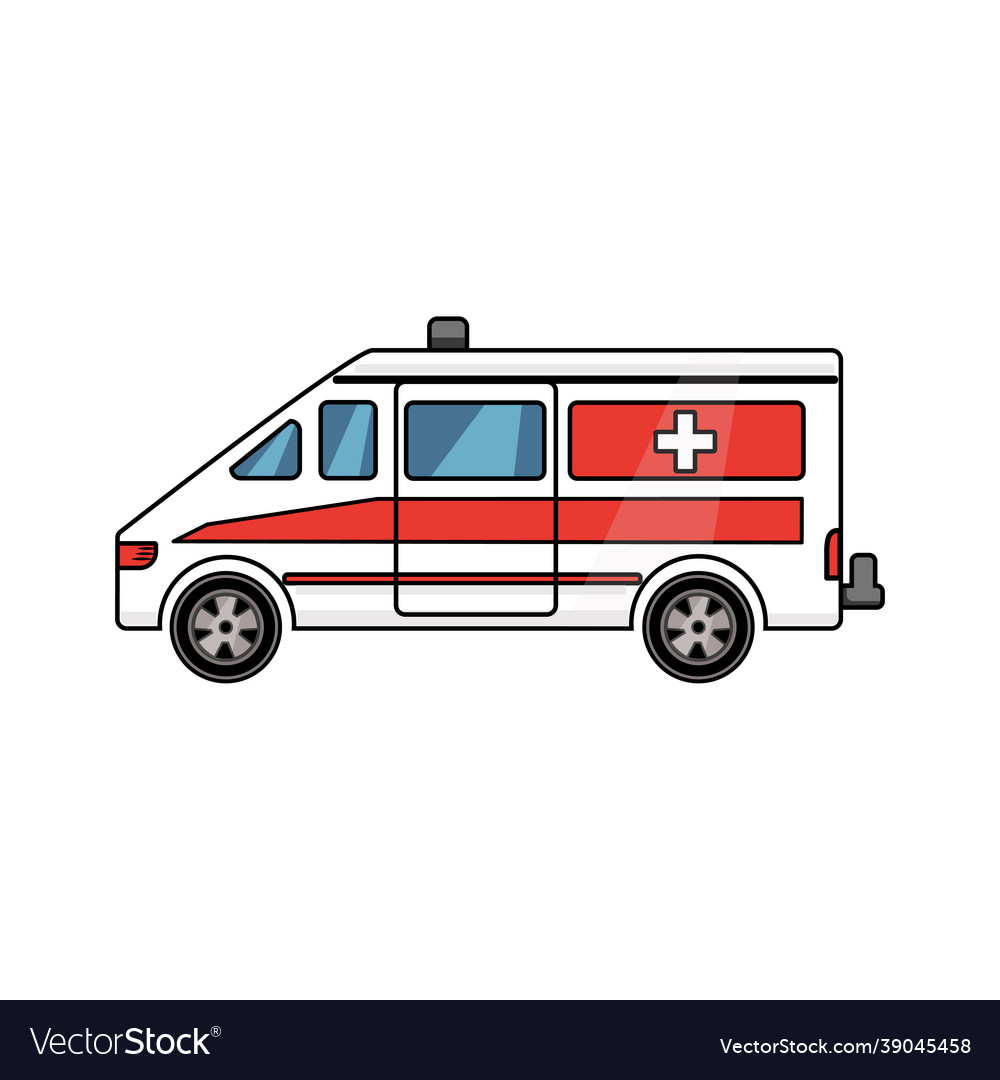 Emergency ambulance on a white isolated