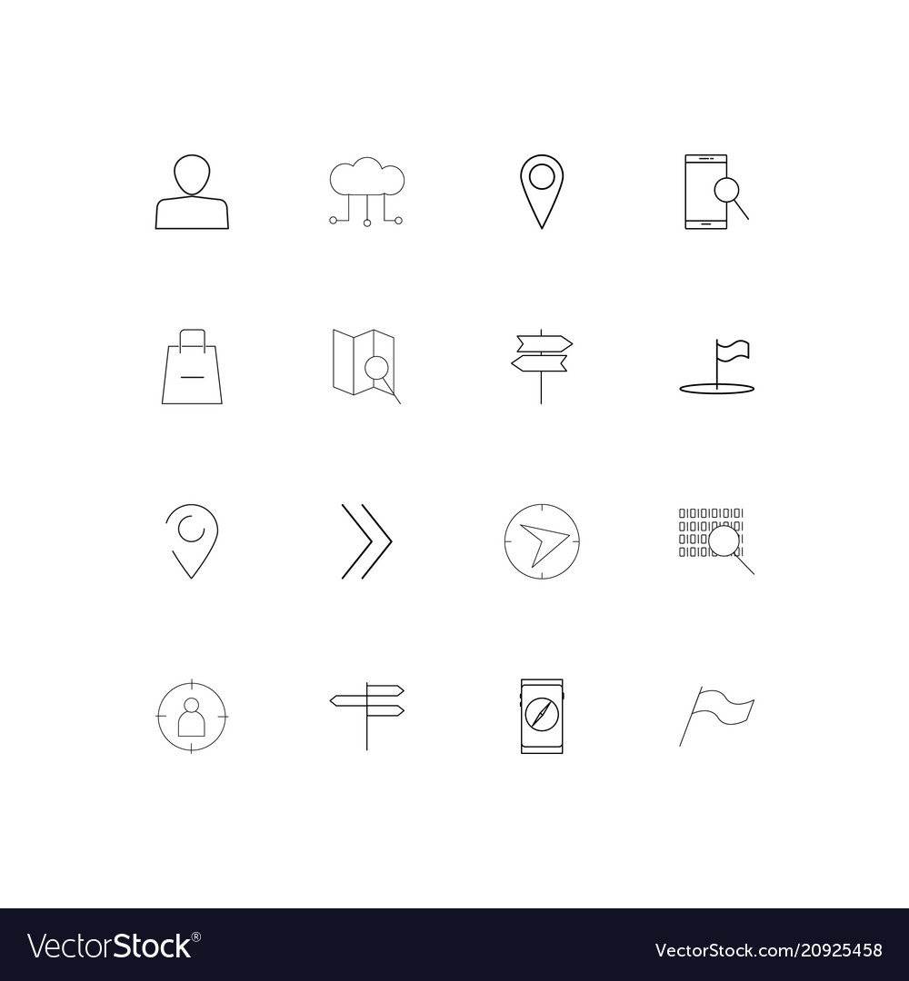 Maps and navigation linear thin icons set
