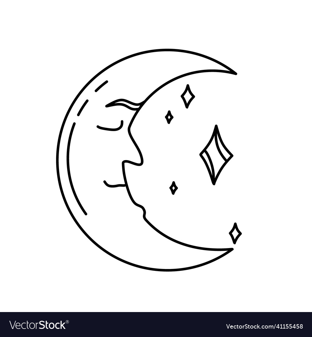 Moon magical symbols doodles esoteric boho Vector Image