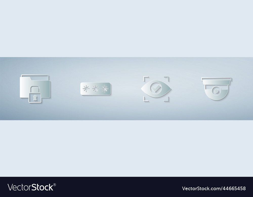 Set folder and lock password protection eye scan vector image Set folder and lock password protection eye scan