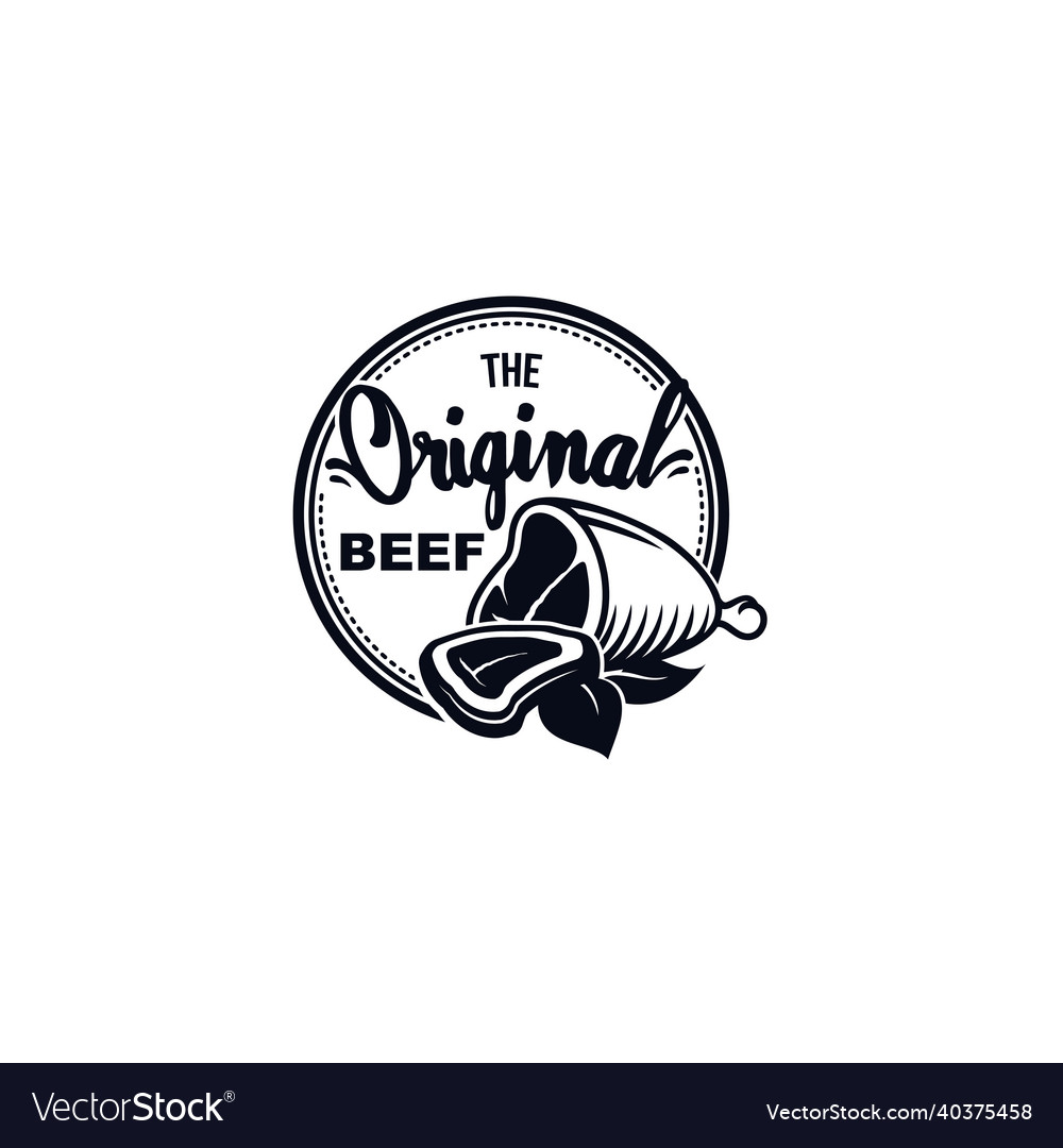 Vintage retro beef grill emblem stamp label logo Vector Image