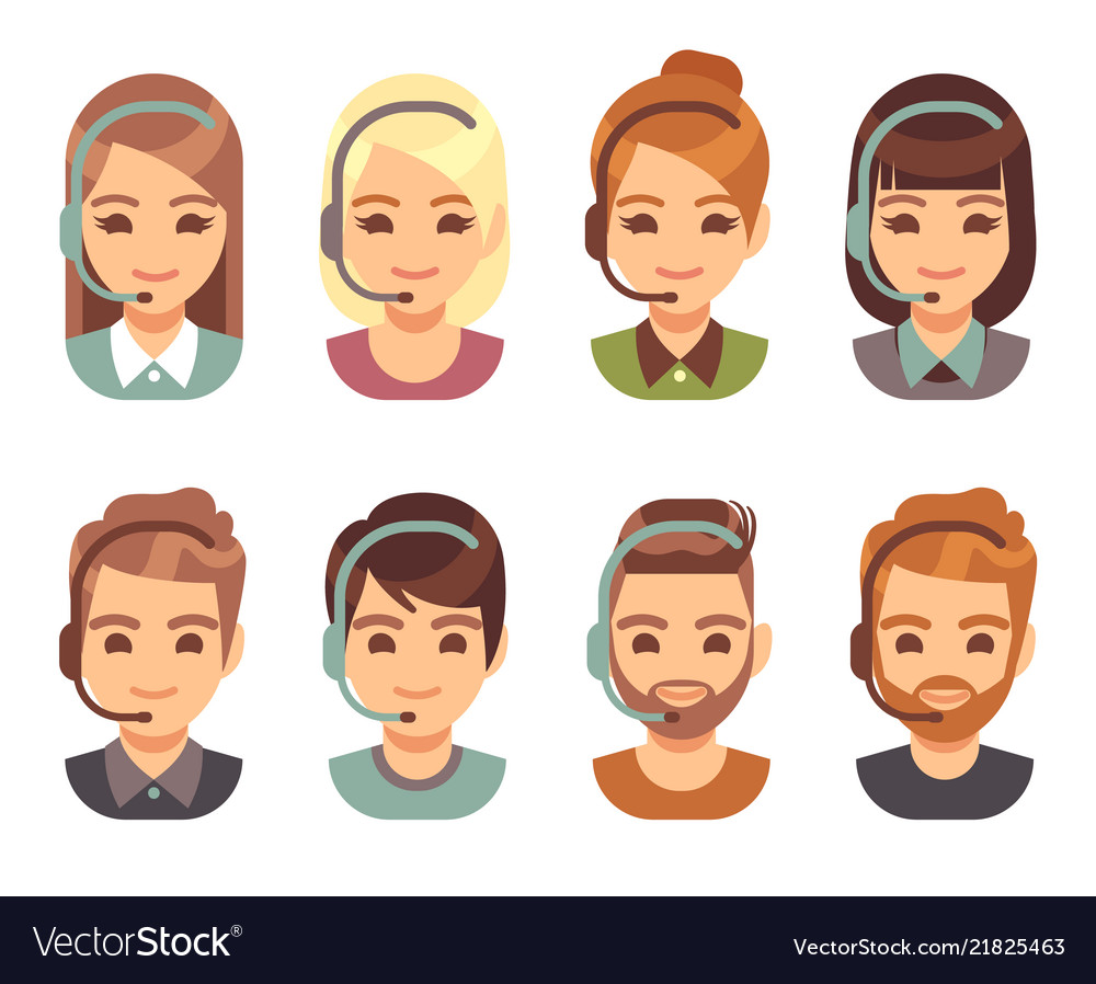 Call center man and woman operator business Vector Image