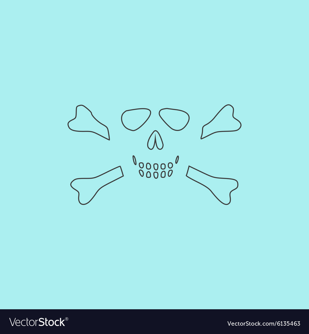 Cartoon skull with bones icon