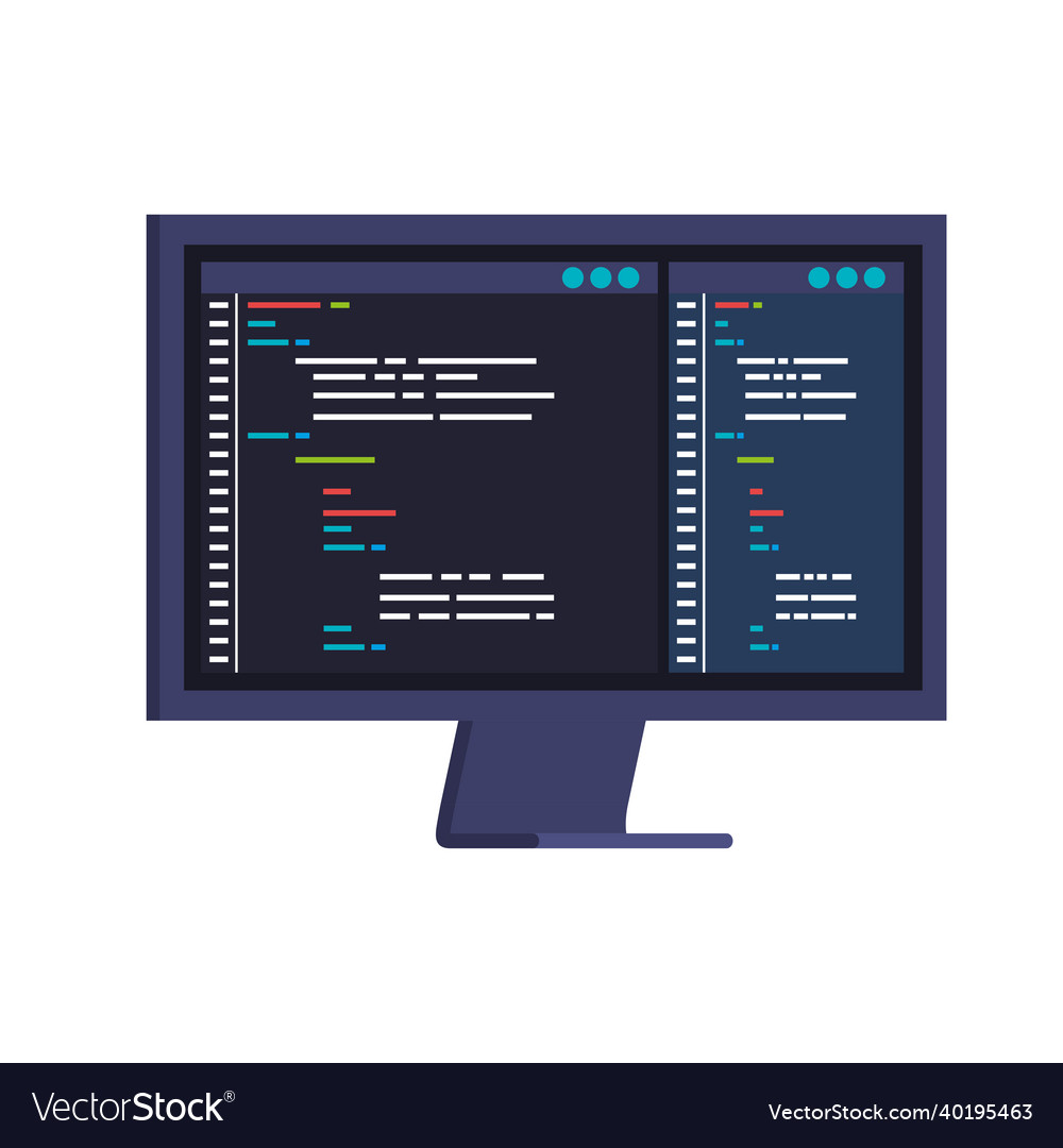 Computer with web development Royalty Free Vector Image