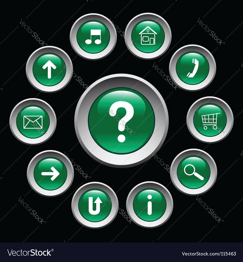 Glossy Green Buttons with Icons