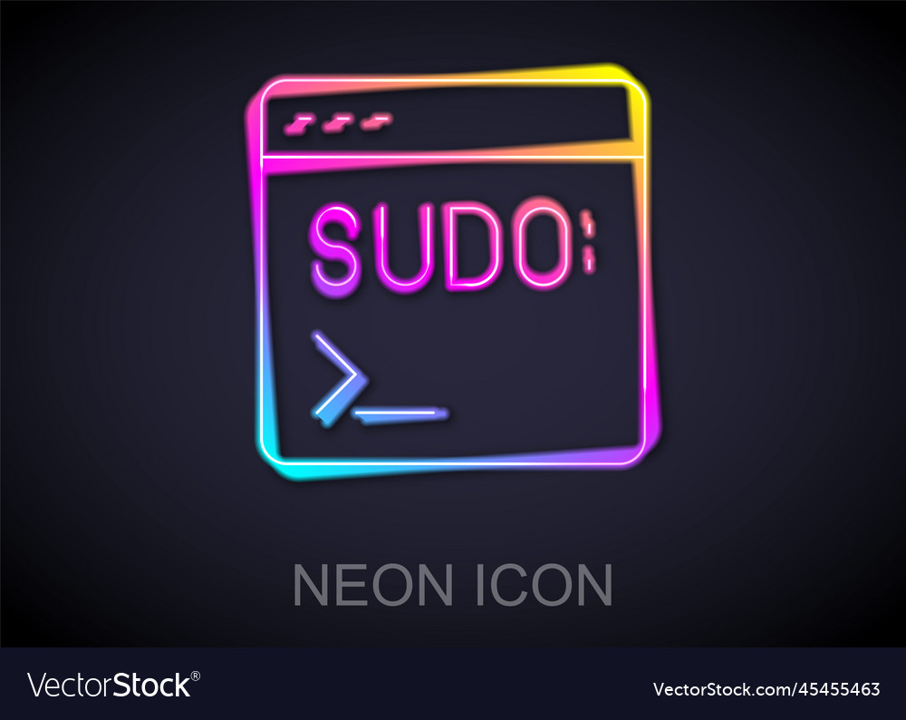 Glowing neon line code terminal icon isolated