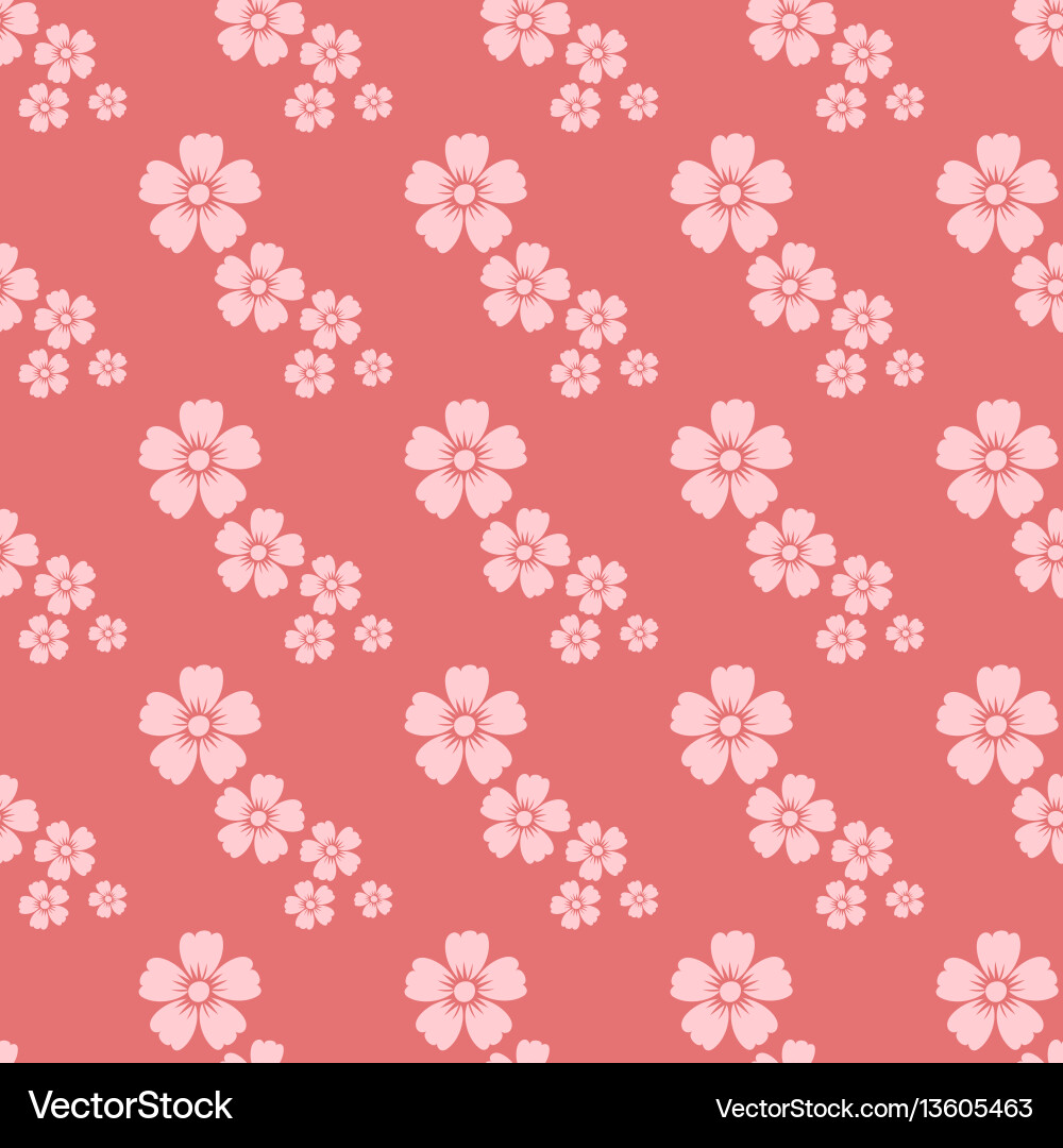 Hand drawn pink flower seamless pattern sketch Vector Image
