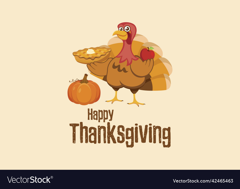 Happy thanksgiving poster with cheerful turkey