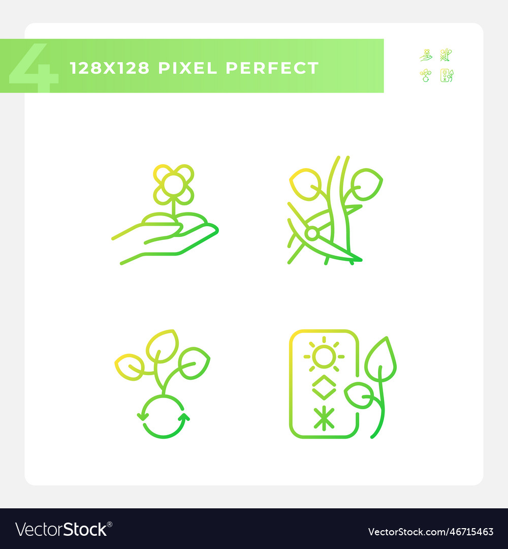 Horticulture gradient linear icons set vector image Horticulture gradient linear icons set