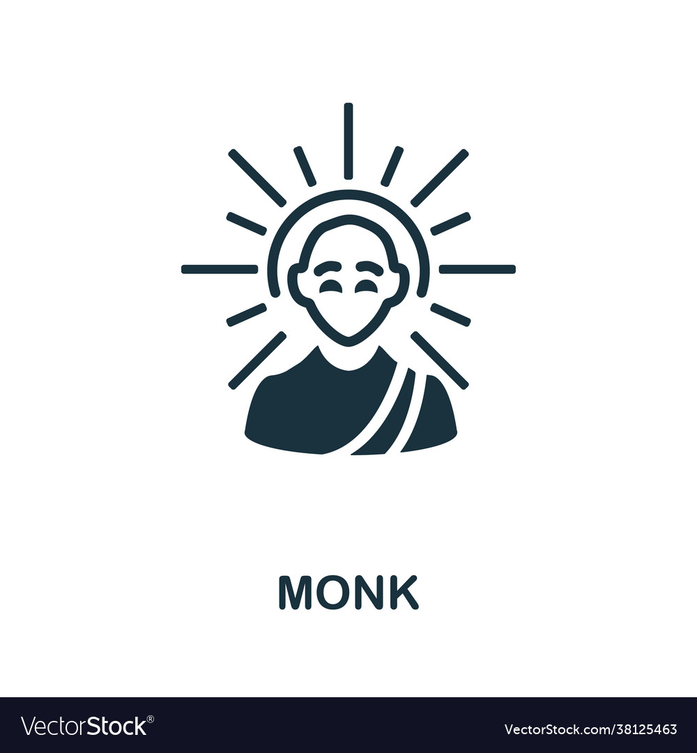 Monk icon monochrome simple element from fortune vector image Monk icon monochrome simple element from fortune