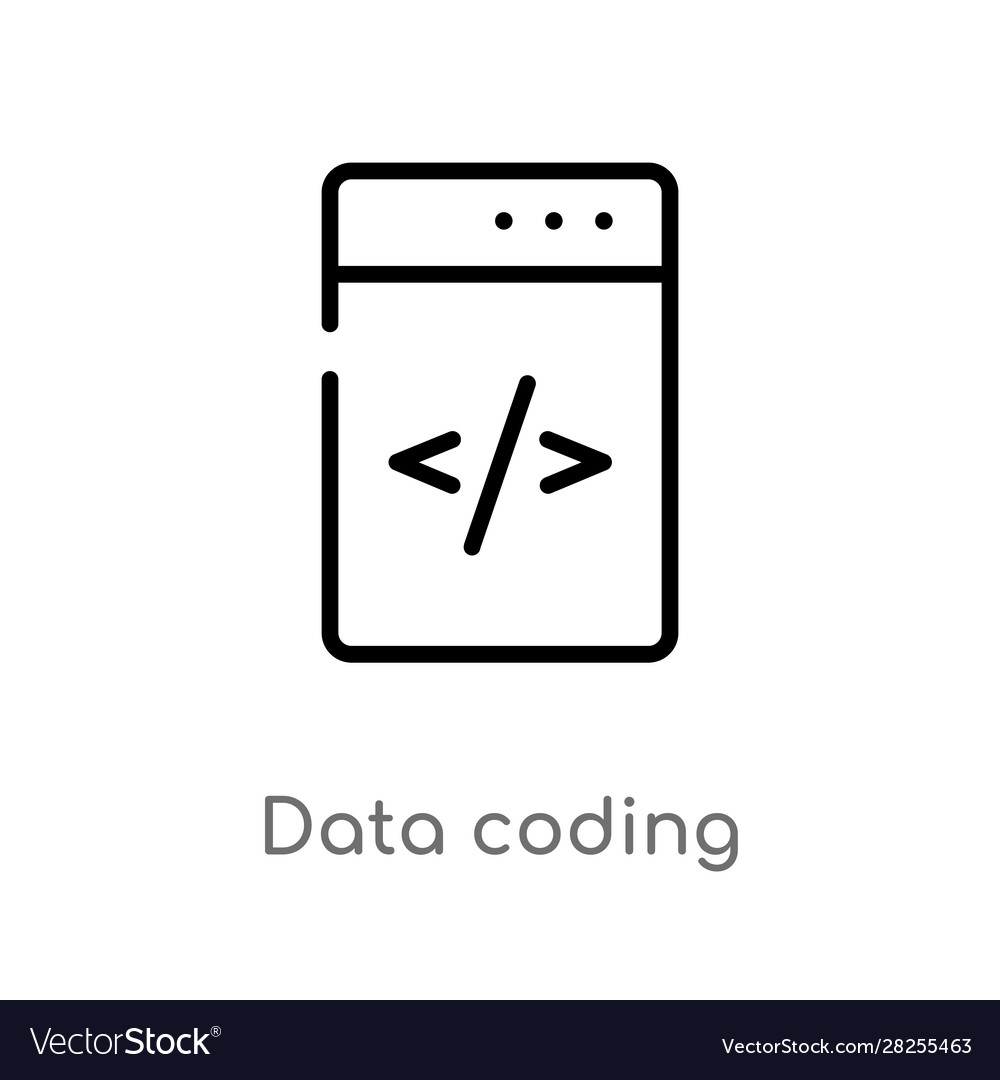 Outline data coding icon isolated black simple