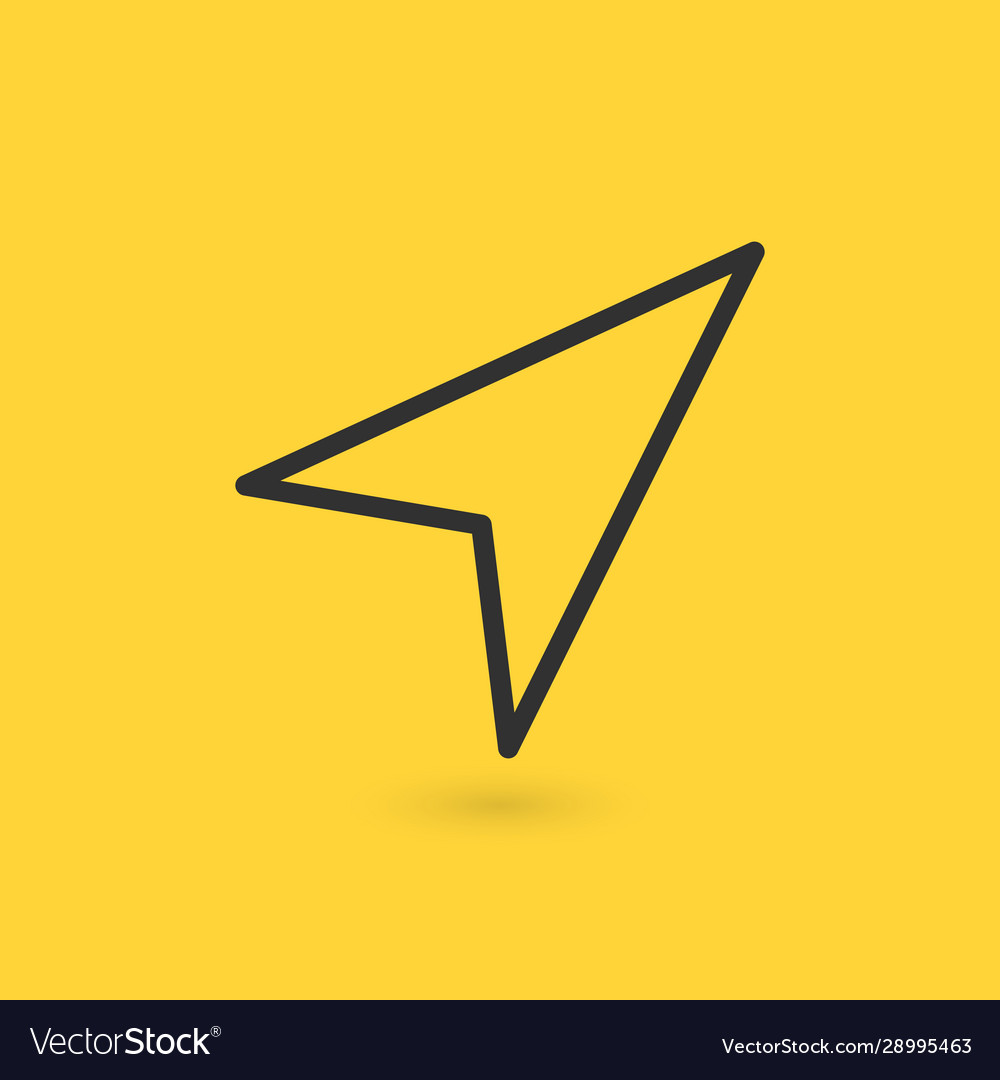 Outline pointer icon isolated on yellow