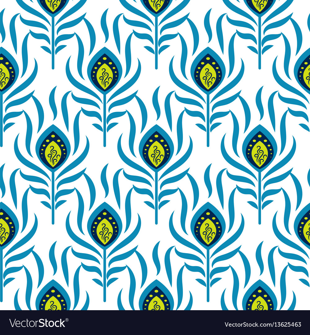 Peacock blue and green seamless pattern