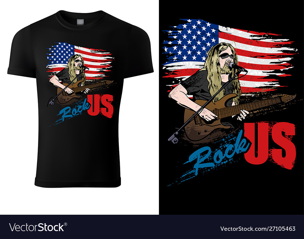 Rock Guitarist T-Shirt - Torn Flag