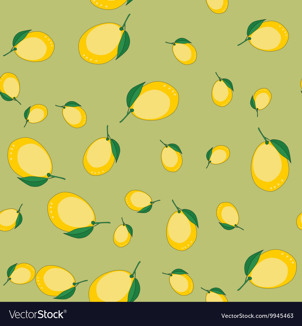 Seamless pattern with cartoon lemons fruits