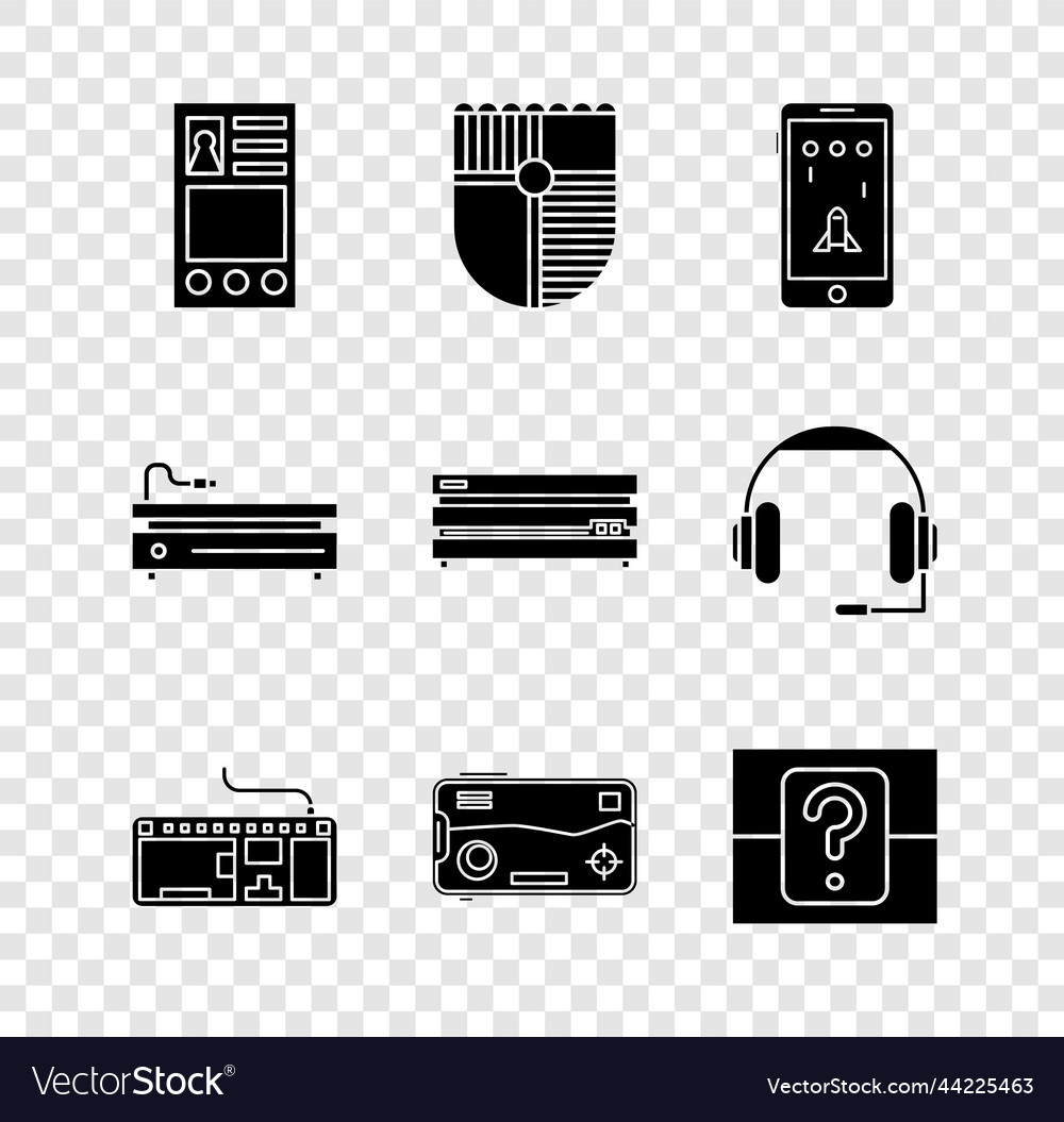 Set create account screen shield for game mobile vector image Set create account screen shield for game mobile