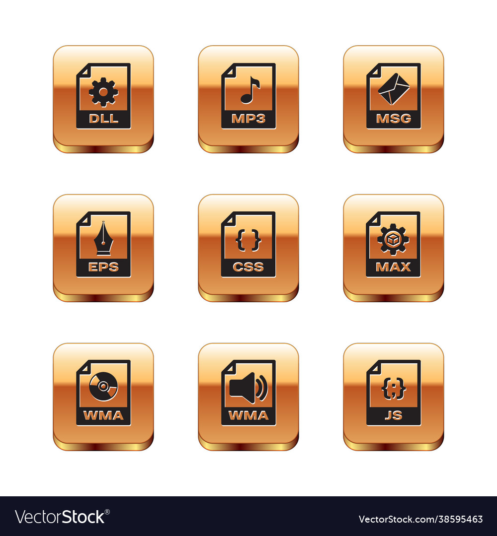 Set dll file document wma css eps and msg vector image Set dll file document wma css eps and msg