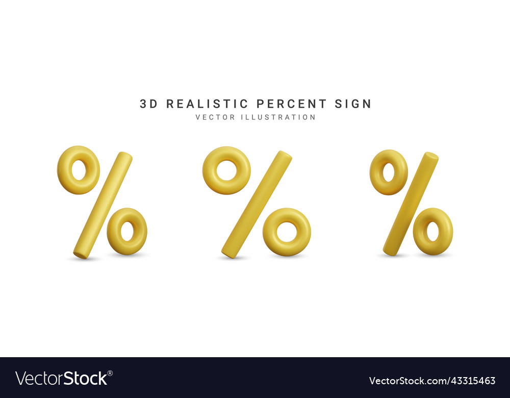 Set of 3d rendering percent sign element vector image Set of 3d rendering percent sign element