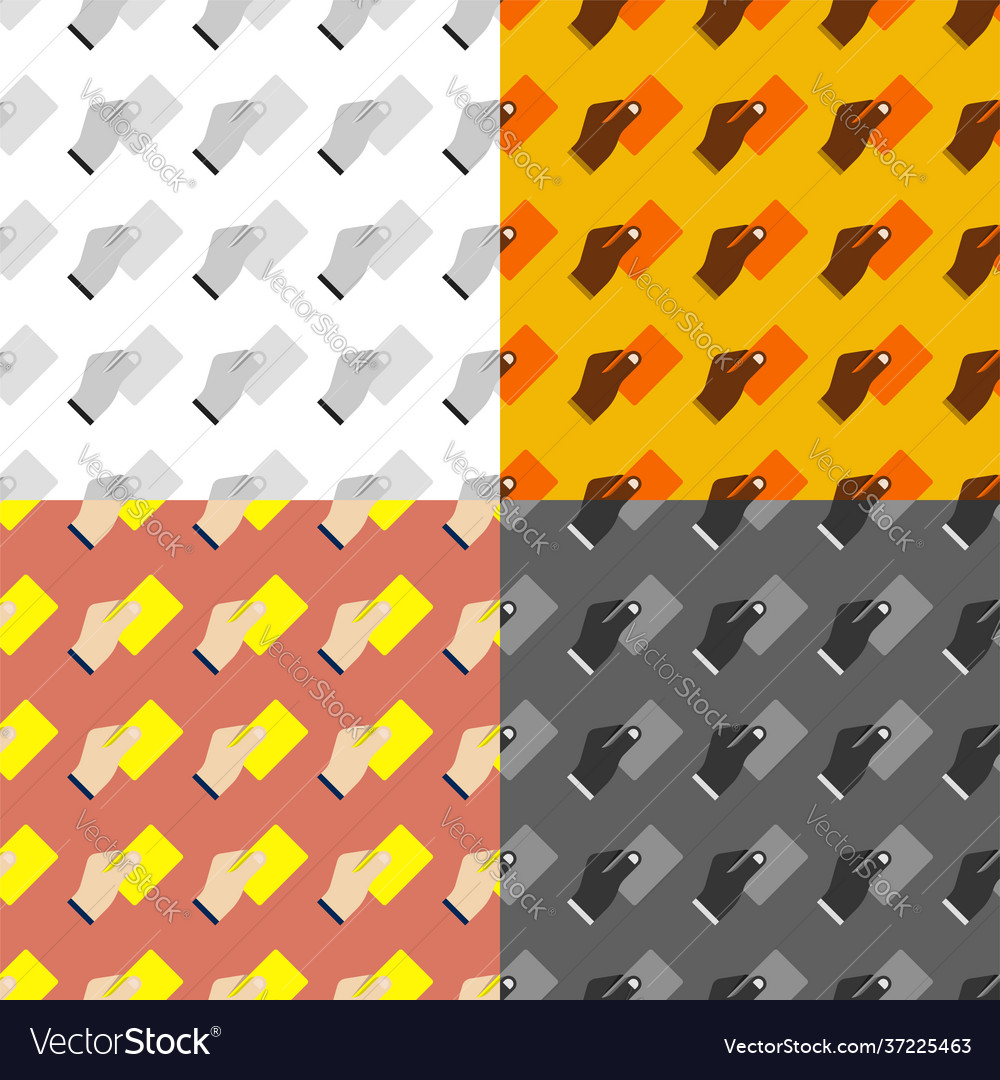 Set seamless patterns with hand and card team