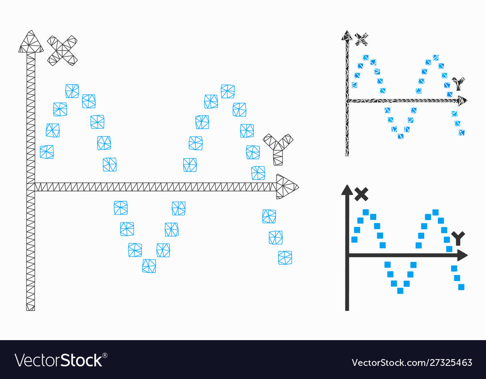 Sine plot mesh wire frame model vector image Sine plot mesh wire frame model