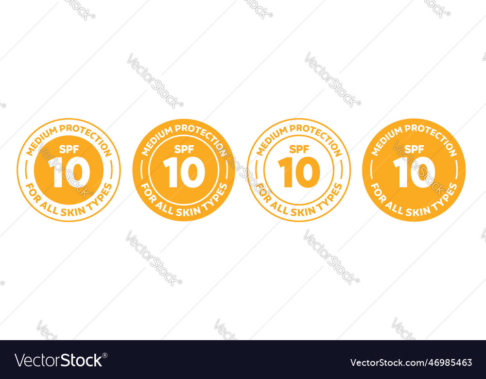 Spf 10 icon set isolated logo collection Vector Image