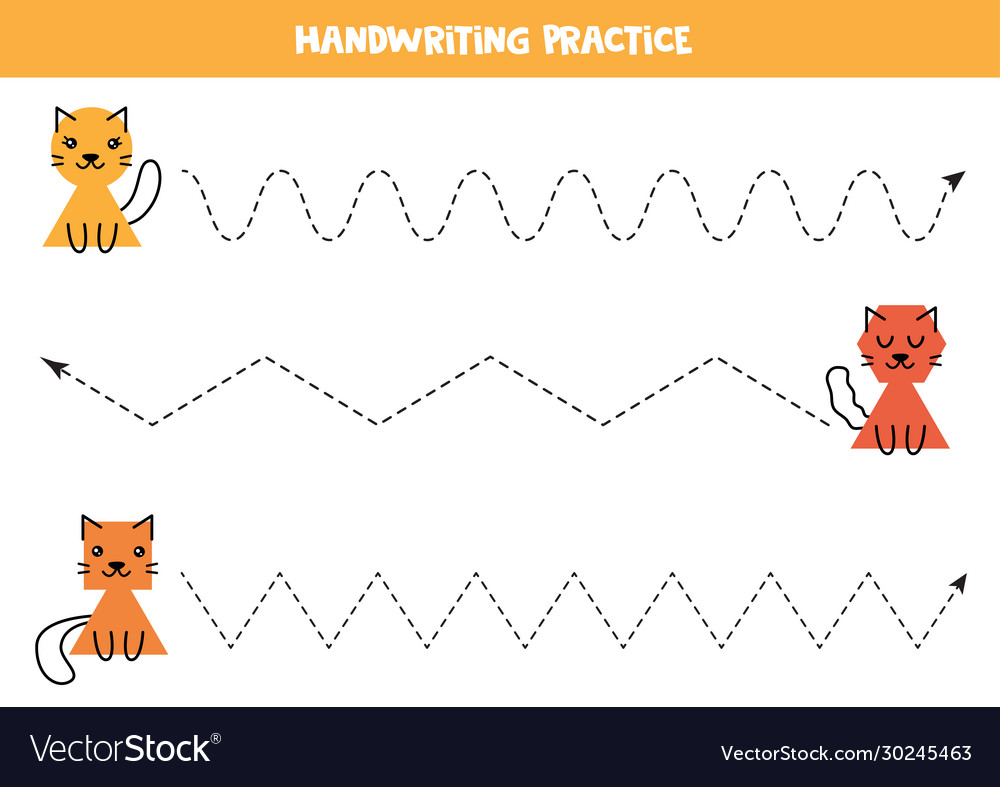 Trace lines with cute cartoon cats vector image Trace lines with cute cartoon cats