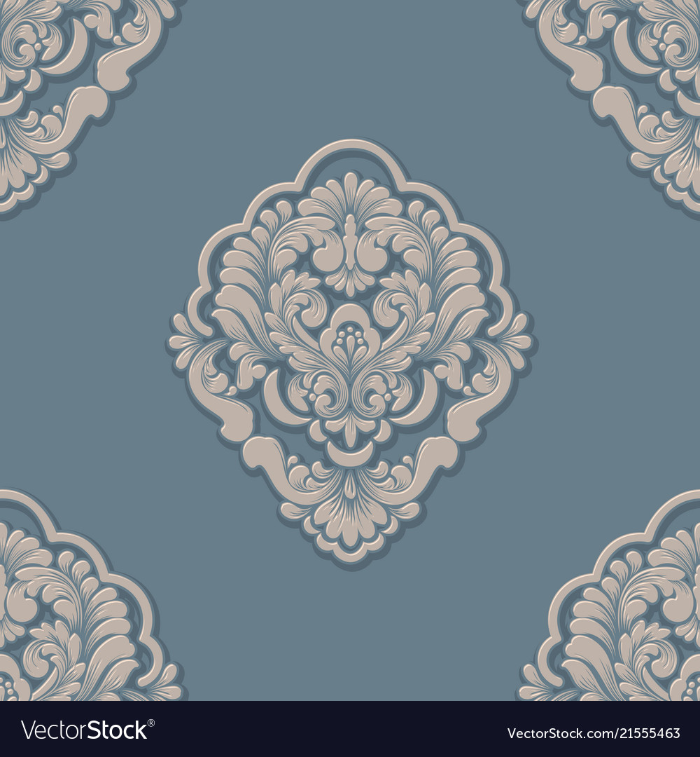 Volumetric damask seamless pattern element vector image Volumetric damask seamless pattern element