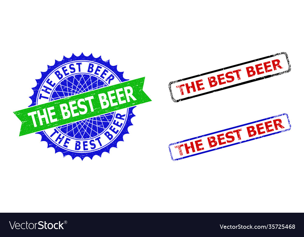 Best beer rosette and rectangle bicolor stamp