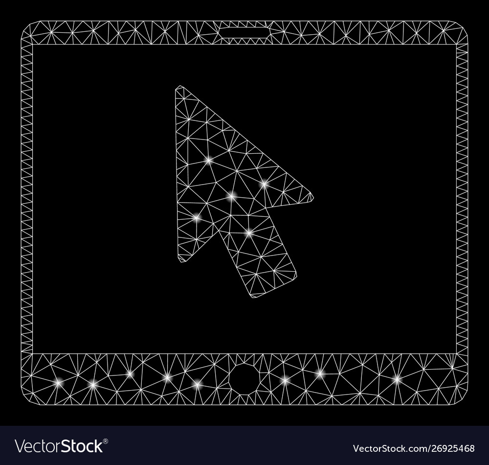 Bright mesh 2d tablet arrow pointer with flash vector image Bright mesh 2d tablet arrow pointer with flash