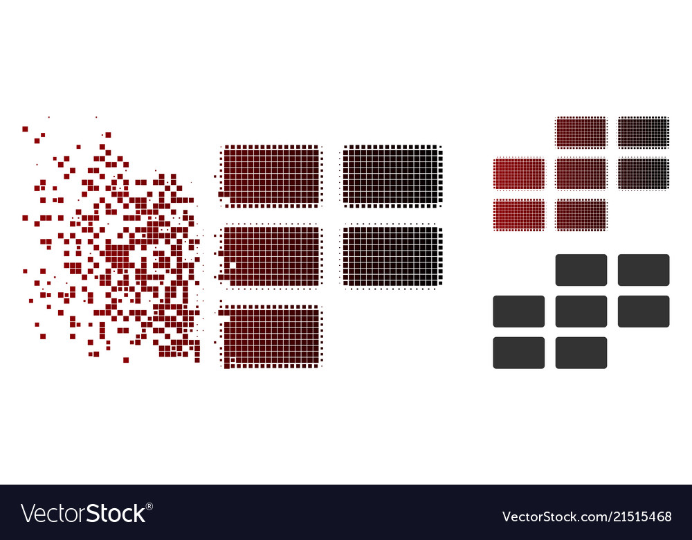 Broken pixel halftone calendar grid icon vector image Broken pixel halftone calendar grid icon