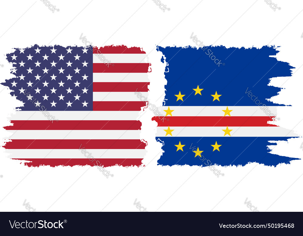 Cape verde and usa grunge flags connection