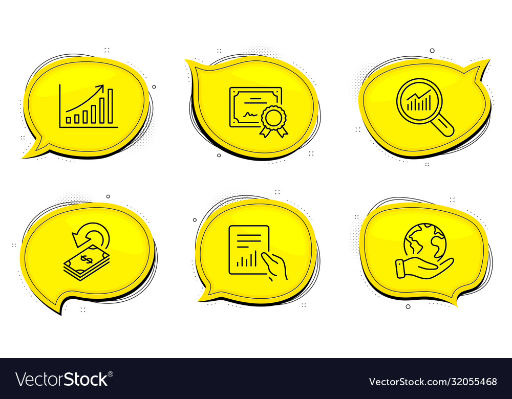 Data analysis document and graph chart icons set vector image Data analysis document and graph chart icons set