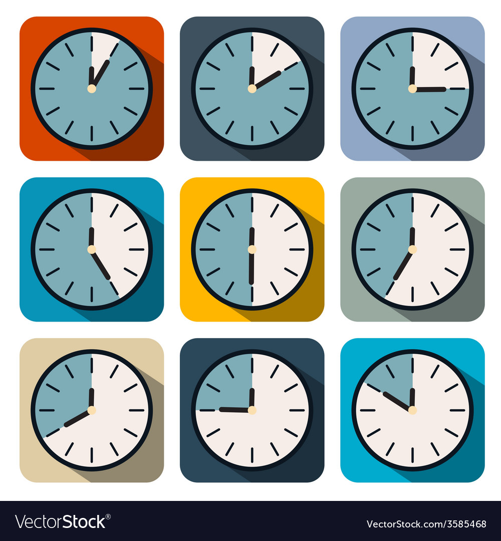 Flat design clock set