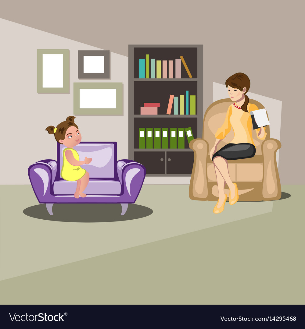Girl talking with psychologist Royalty Free Vector Image