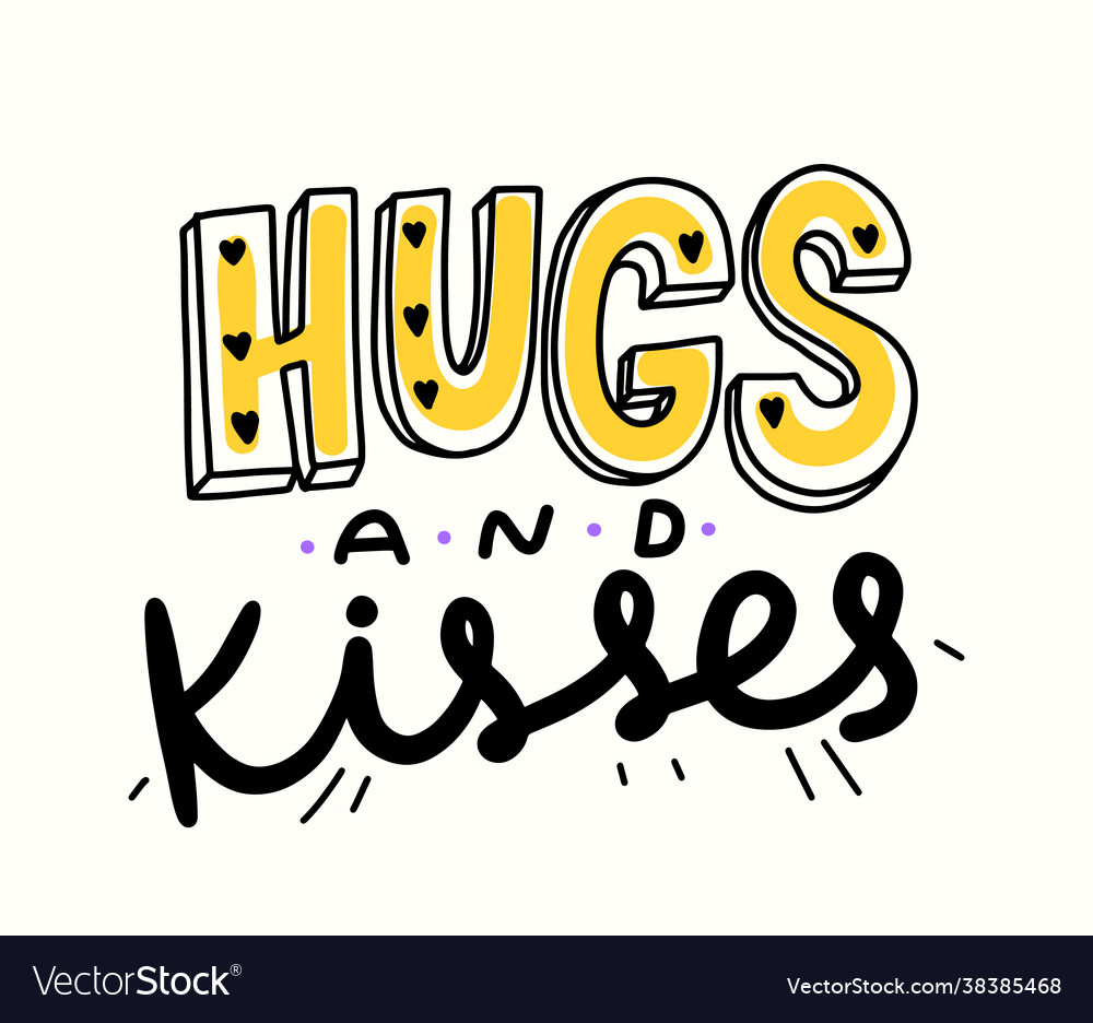 Hugs und Kuss Doodle Banner mit niedlicher Hand gezeichnet