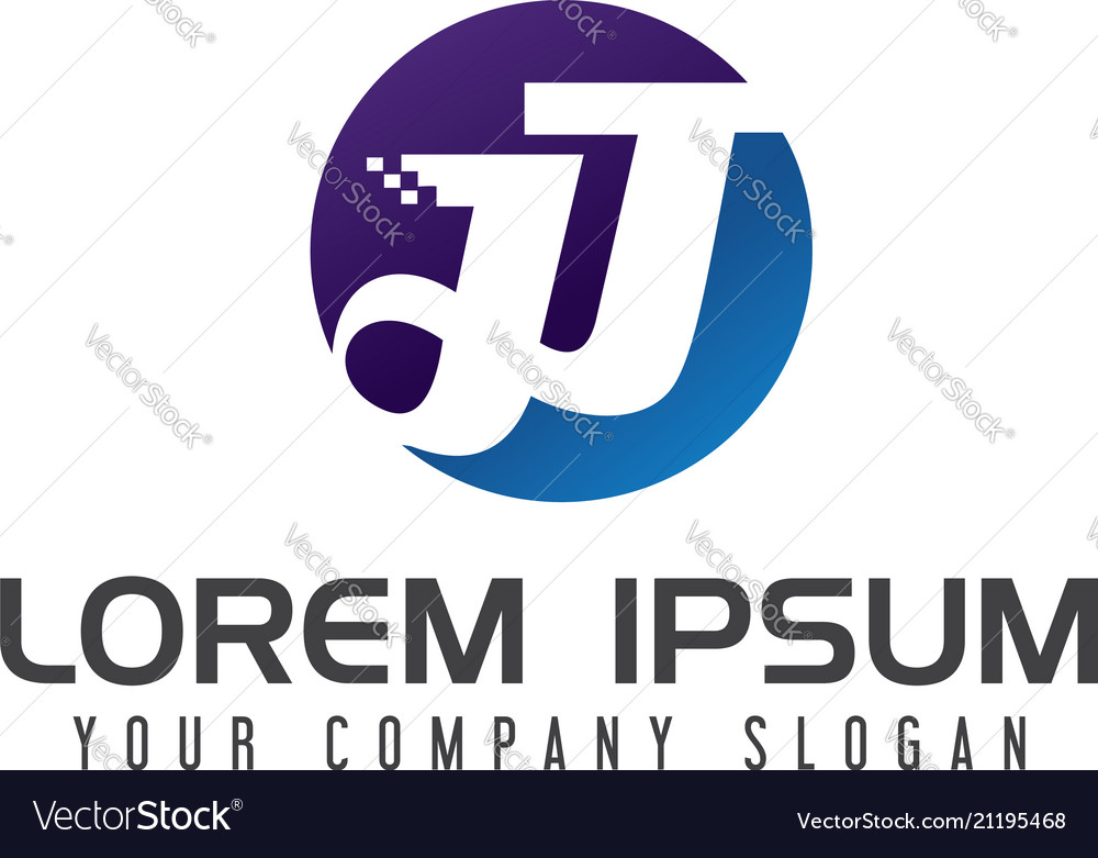 Letter j technology logo design concept template Vector Image